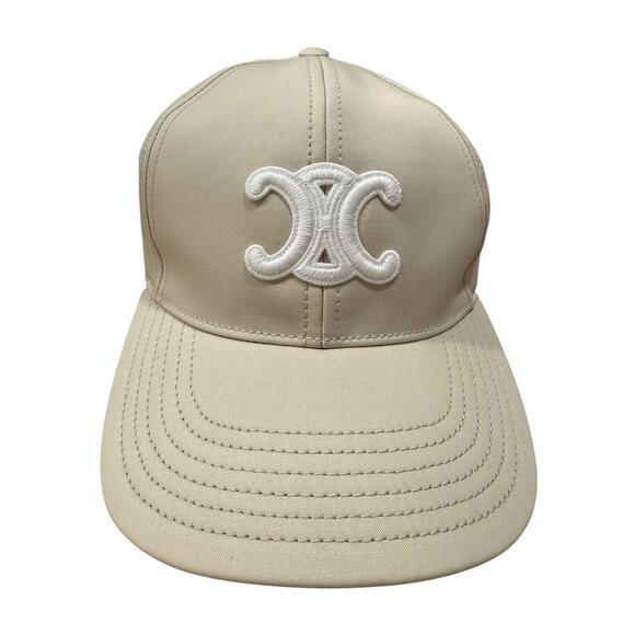 Celine Triomphe Baseball Hat Cap Womens Logo Medium M 56-60 Vanilla - Picture 3 of 9